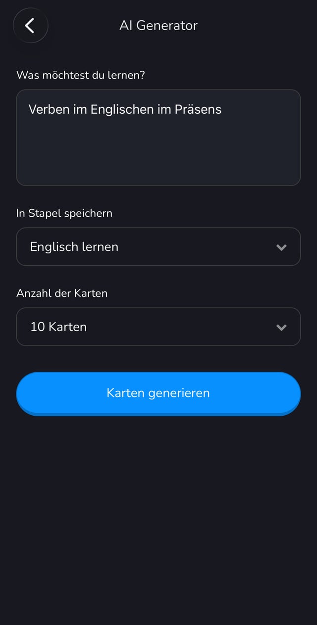Sofort eigene Karteikarten erstellen