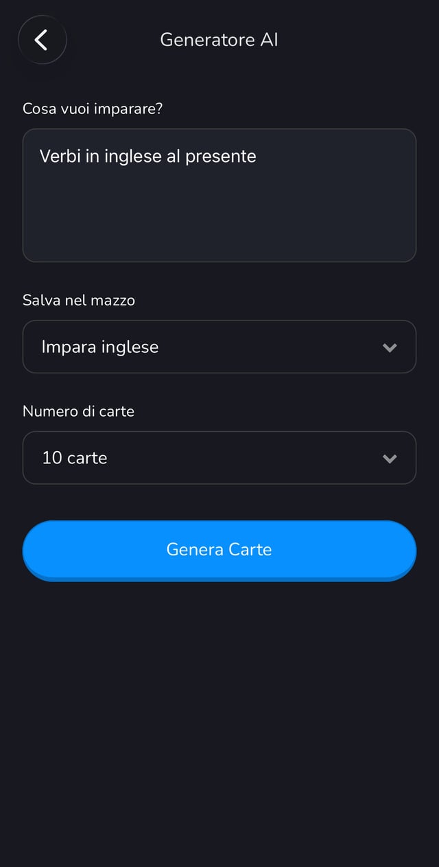 Genera Flashcards Istantaneamente