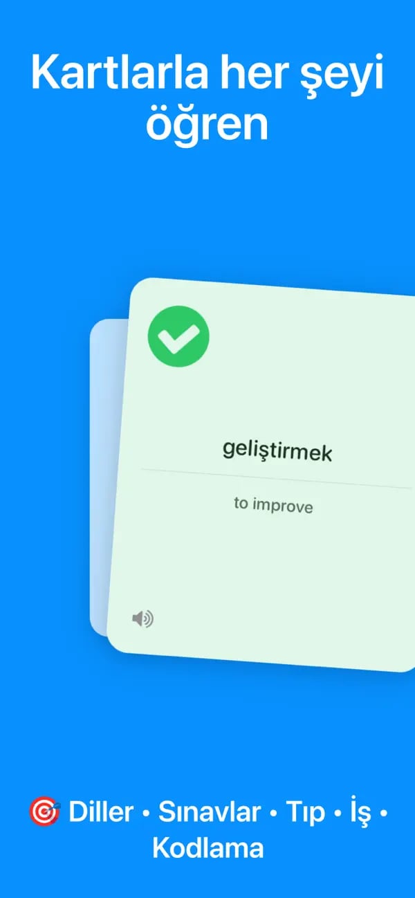 İspanyolca bir ifadeyi hatırlamaya yönelik Memko flashcard'ı
