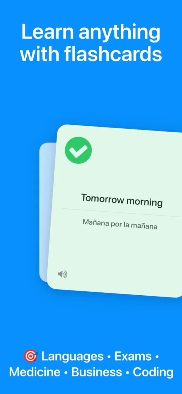 Memko flashcard for translating tomorrow morning into Spanish